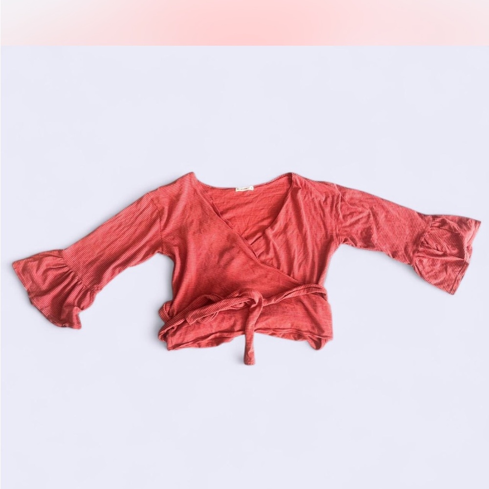 Marine Layer Women's Wrap Blouse in Coral